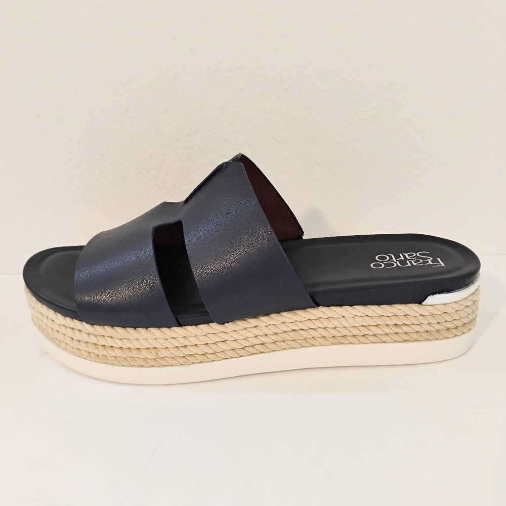 Franco Sarto Navy Wedge Heel Sandals Size 11
